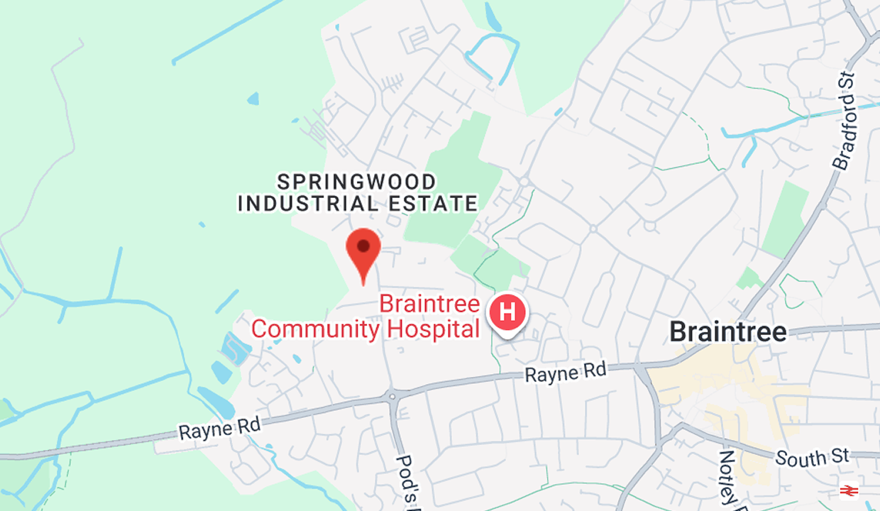 Map showing the location of Braintree Electroplaters 12-13 Springwood Dr, Braintree, CM7 2YN